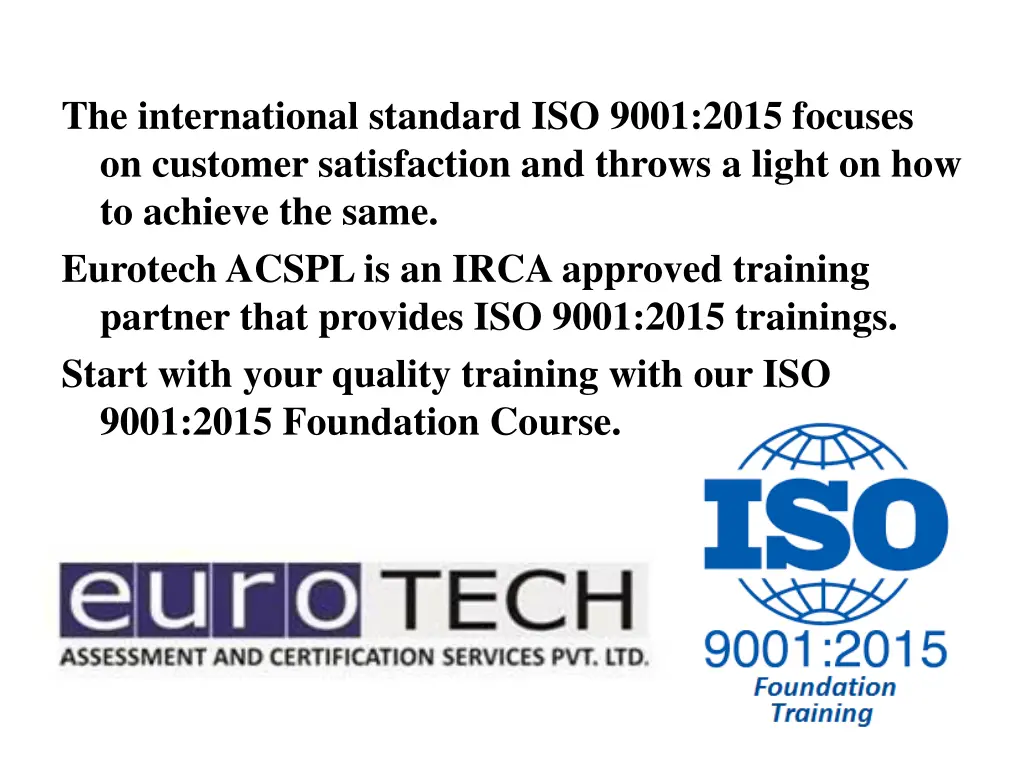 the international standard iso 9001 2015 focuses