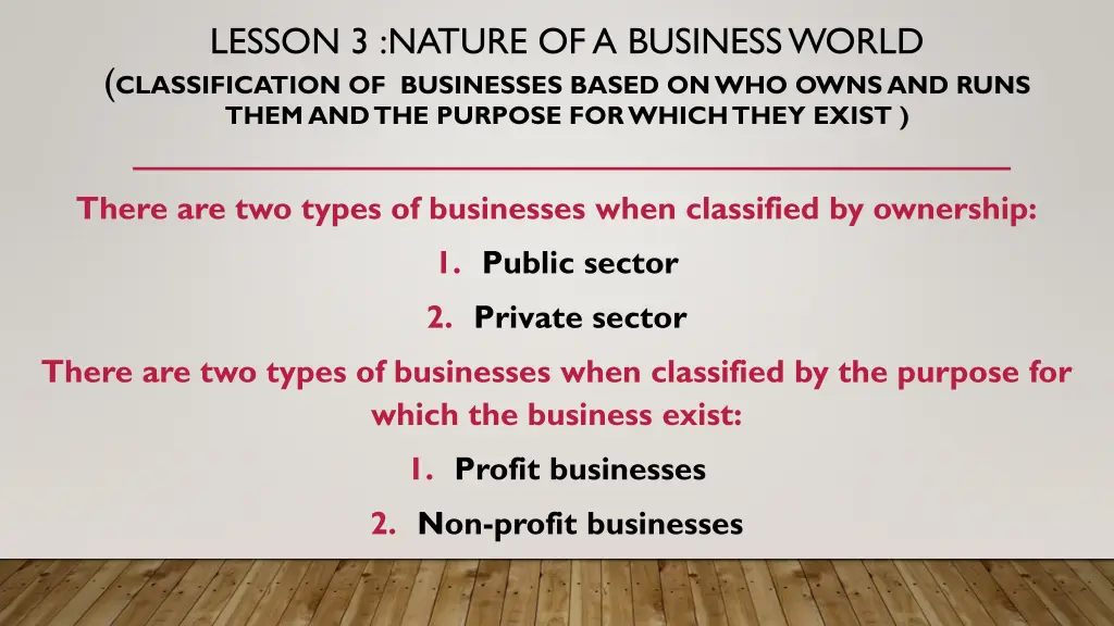 lesson 3 nature of a business world