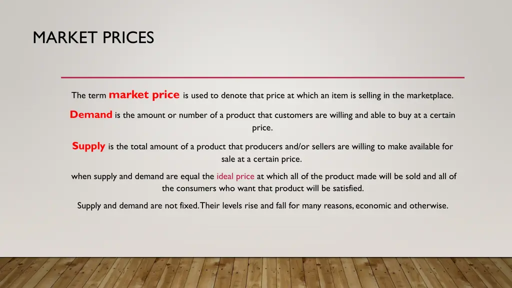 market prices