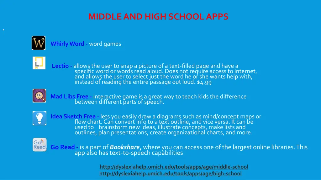 middle and high school apps