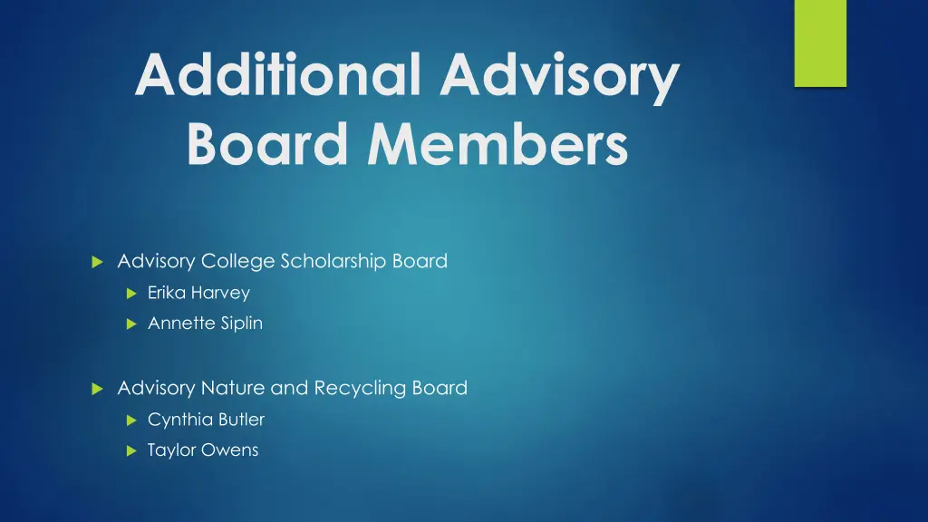 additional advisory board members