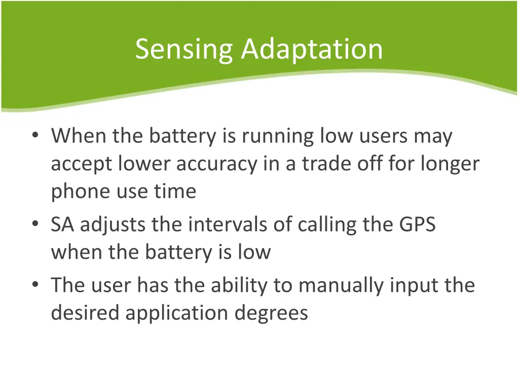 sensing adaptation