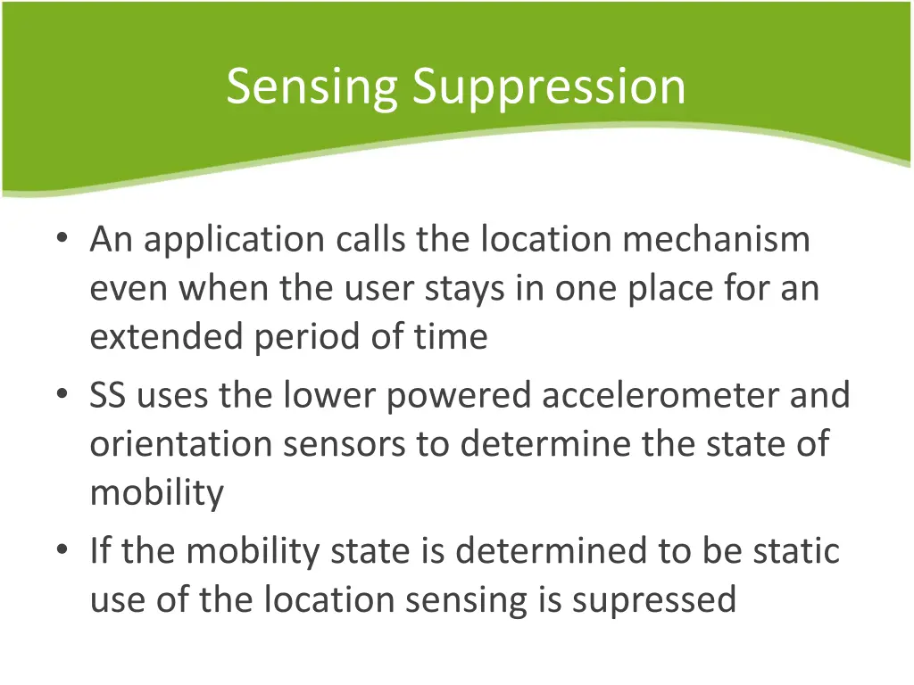 sensing suppression