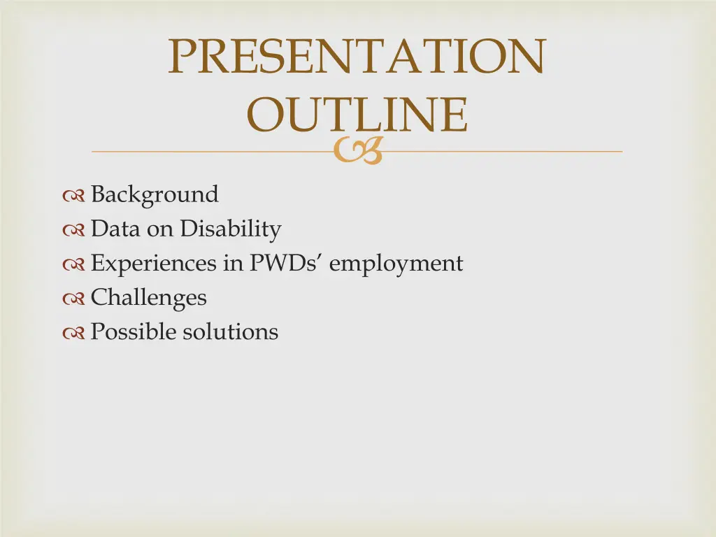 presentation outline