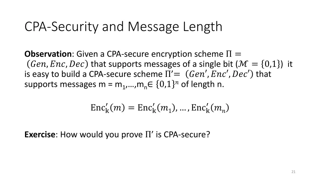 cpa security and message length