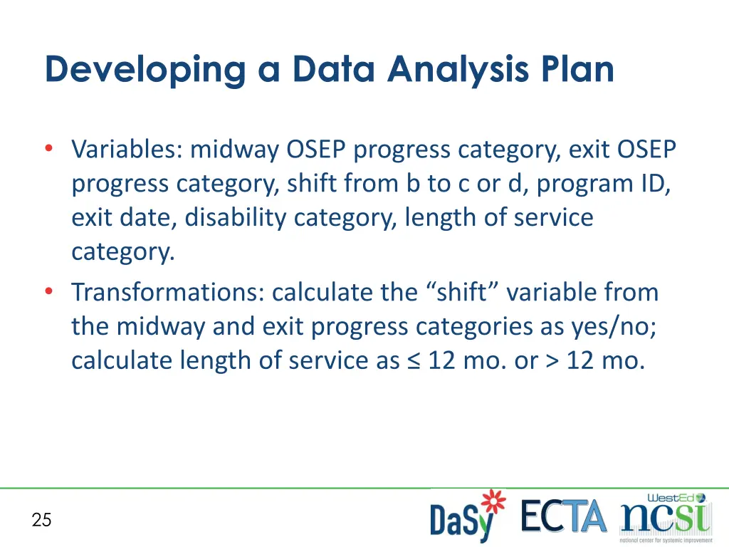 developing a data analysis plan 1