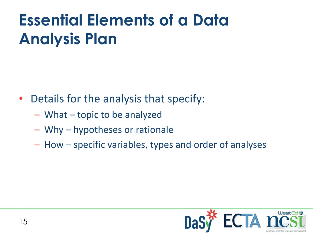 essential elements of a data analysis plan 2