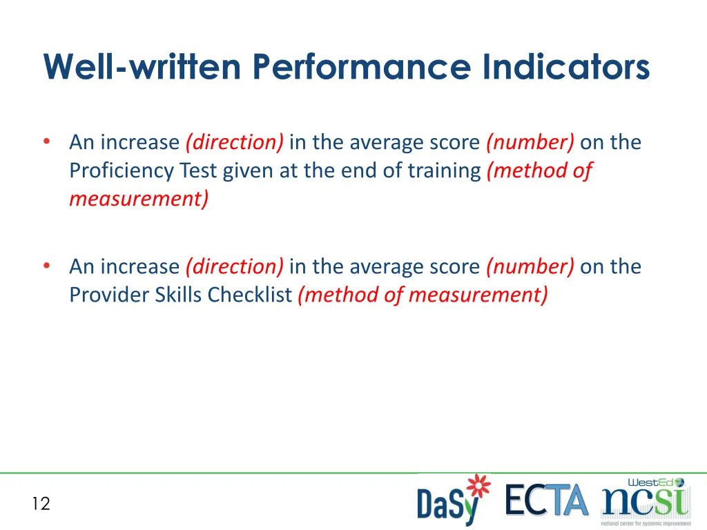 well written performance indicators