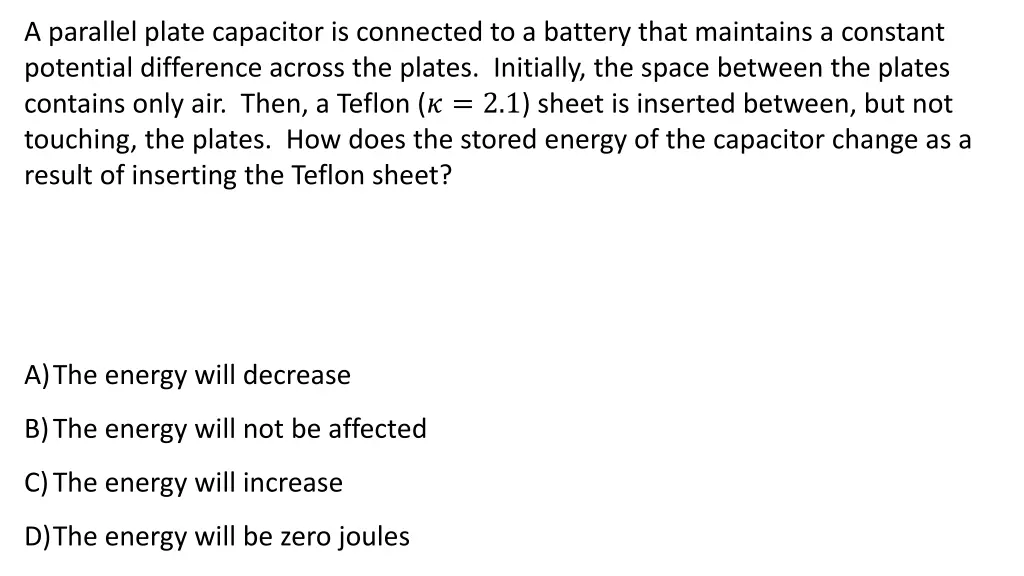 a parallel plate capacitor is connected