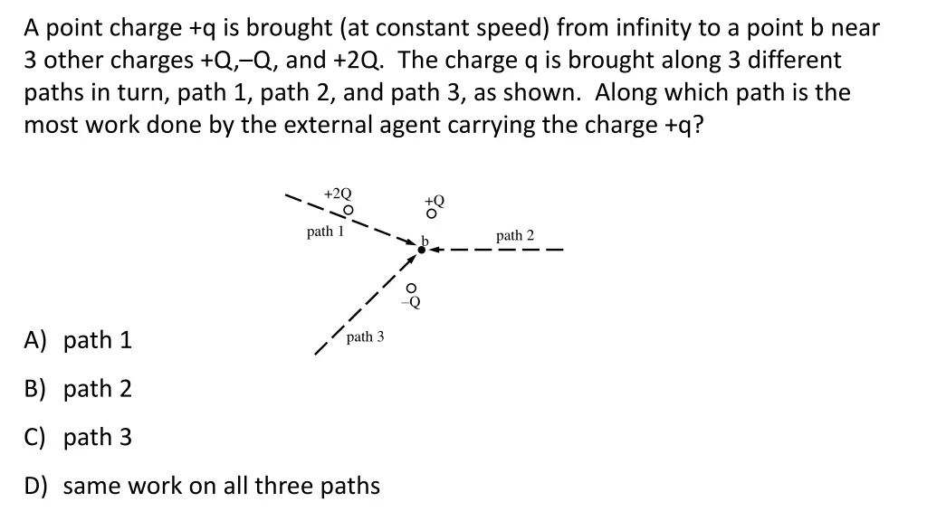 a point charge q is brought at constant speed