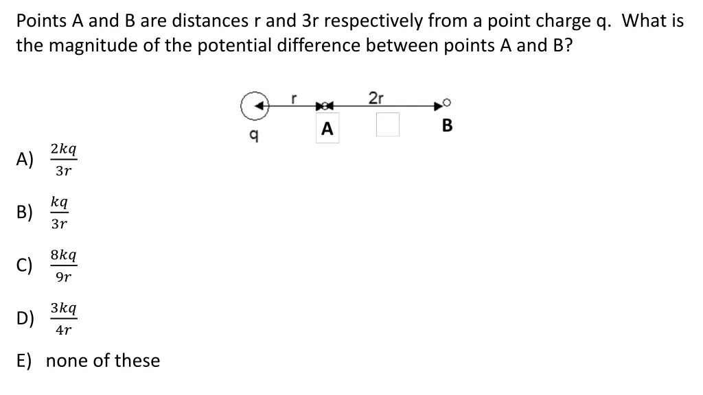 points a and b are distances