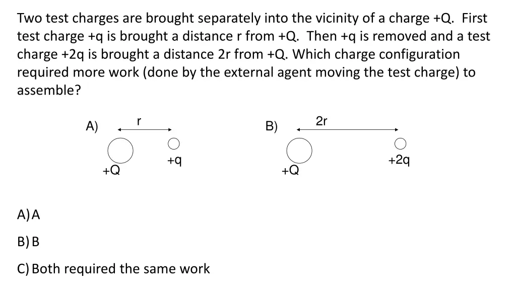 two test charges are brought separately into