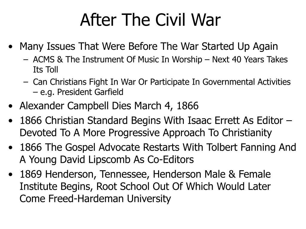 after the civil war