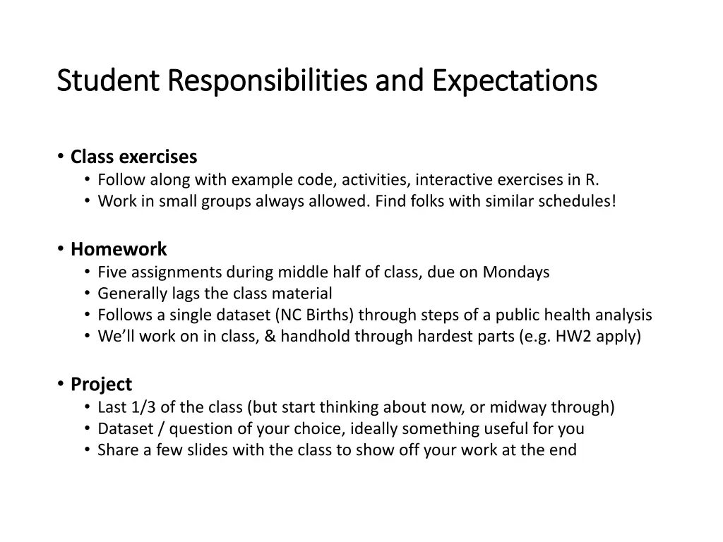 student responsibilities and expectations student