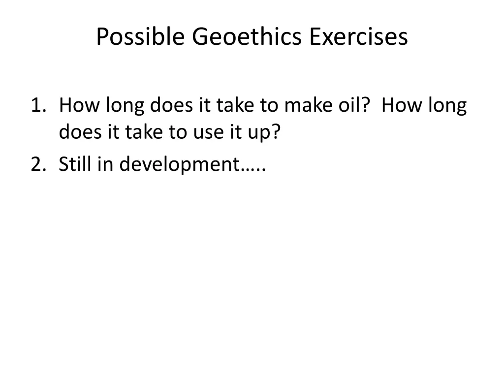 possible geoethics exercises