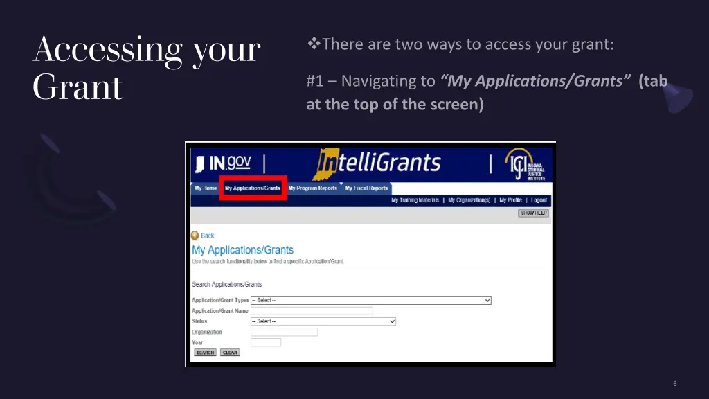 accessing your grant