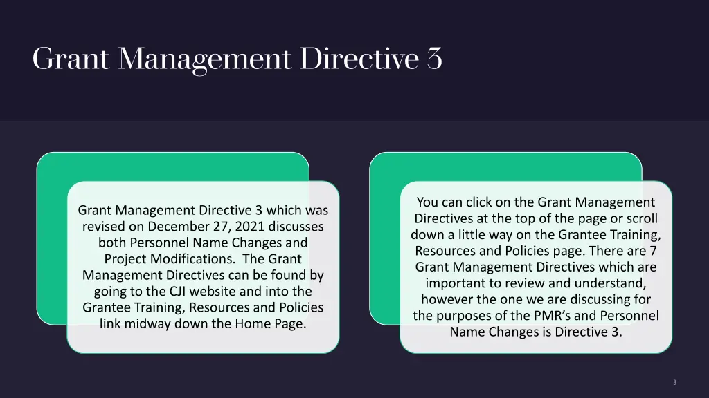 grant management directive 3