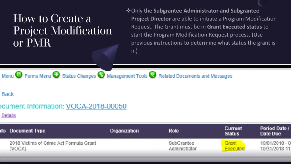 how to create a project modification or pmr 1