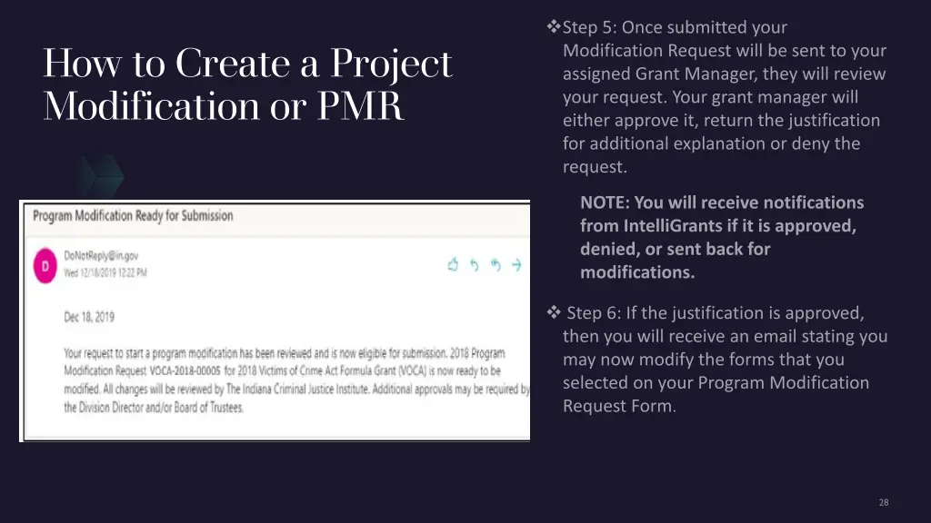 how to create a project modification or pmr 6