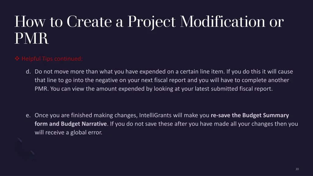 how to create a project modification or pmr 8