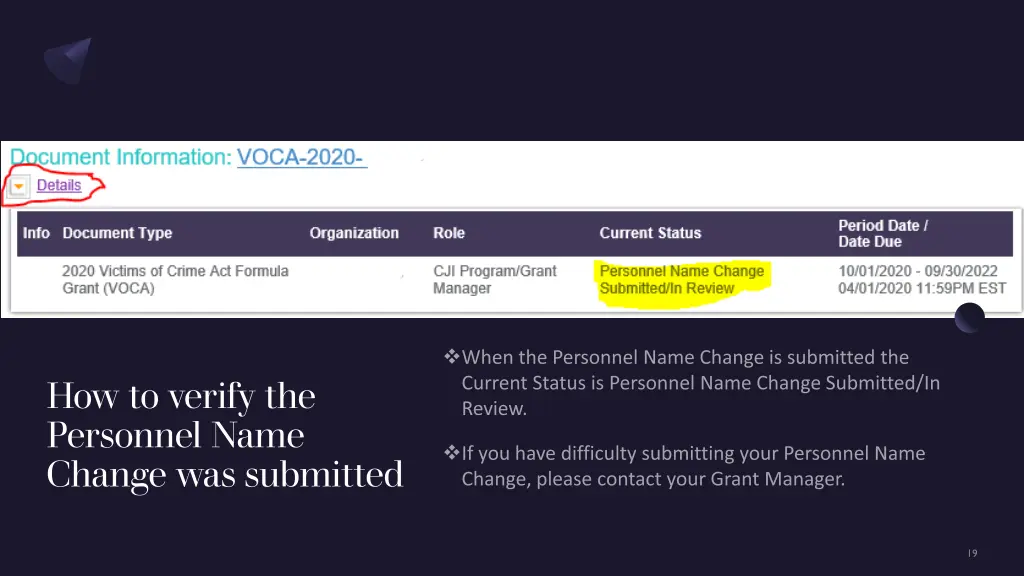 how to verify the personnel name change 1