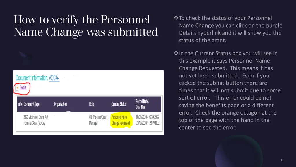 how to verify the personnel name change