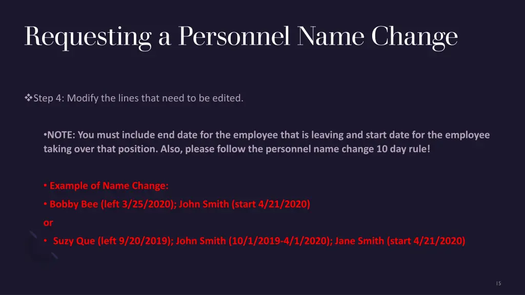 requesting a personnel name change 4