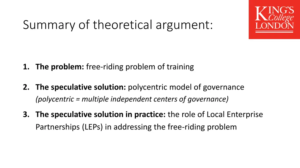 summary of theoretical argument