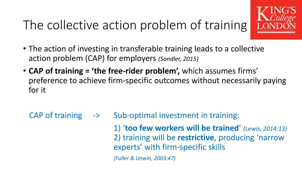 the collective action problem of training