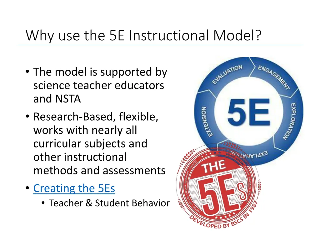 why use the 5e instructional model