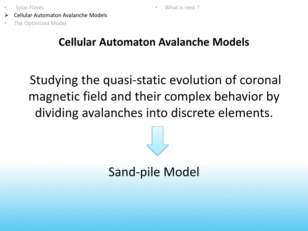 cellular automaton avalanche models the optimized