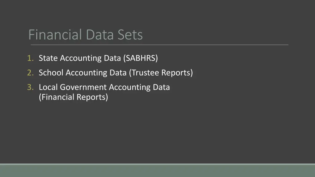 financial data sets