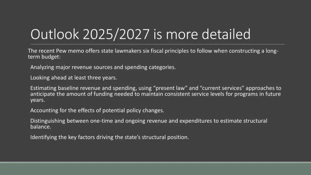 outlook 2025 2027 is more detailed