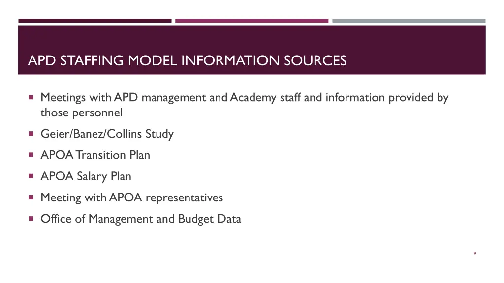 apd staffing model information sources