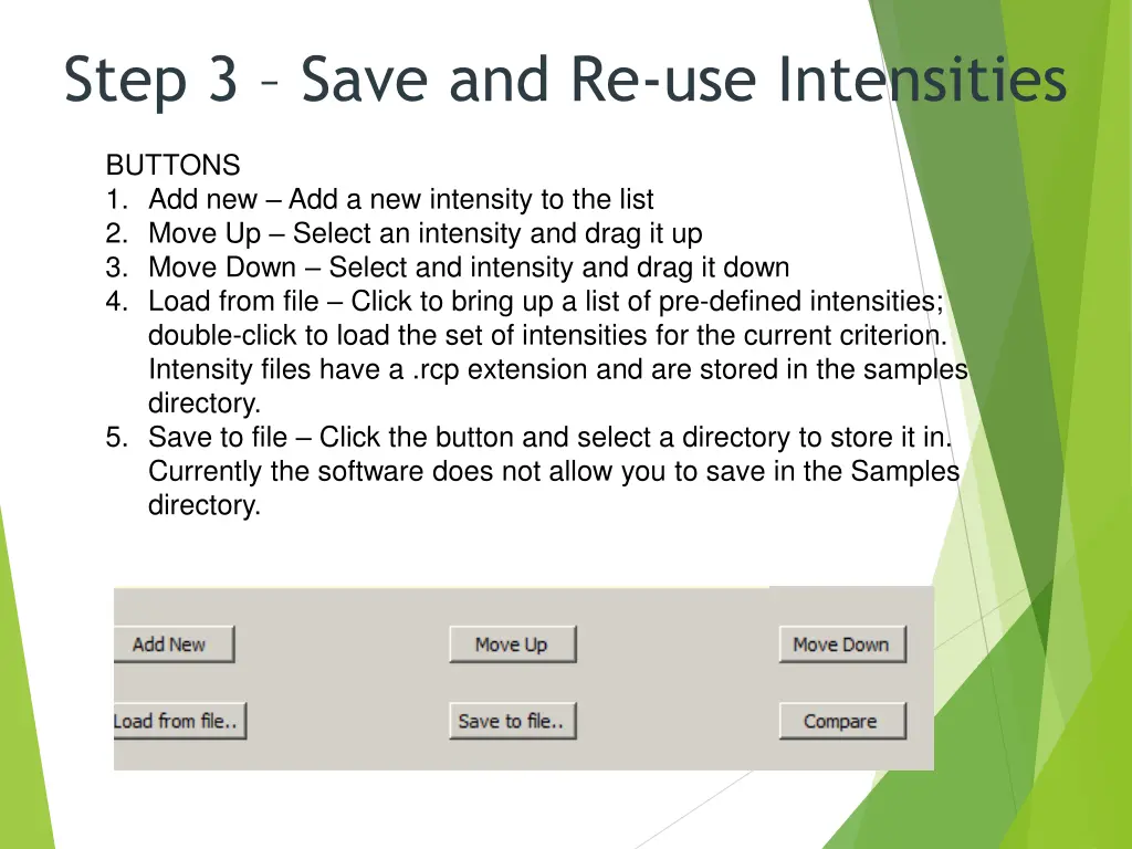 step 3 save and re use intensities