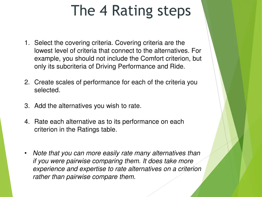 the 4 rating steps