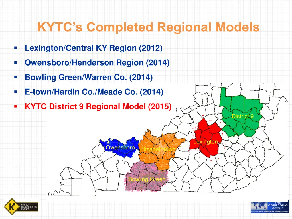 kytc s completed regional models