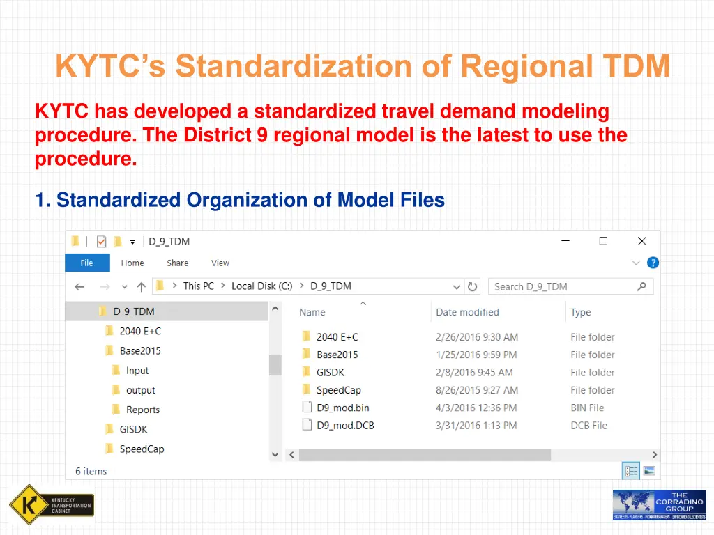 kytc s standardization of regional tdm