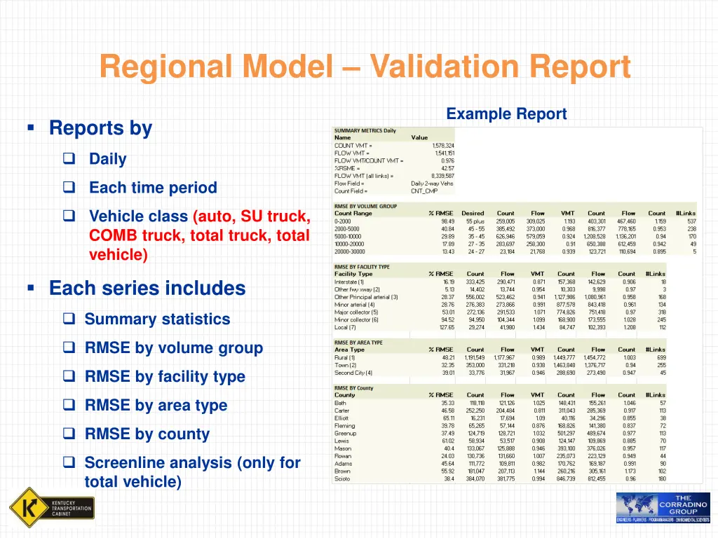 regional model validation report