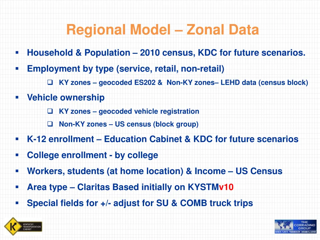 regional model zonal data