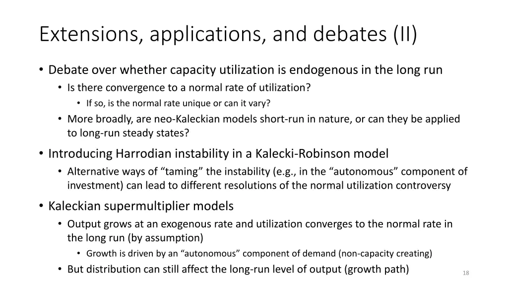 extensions applications and debates ii