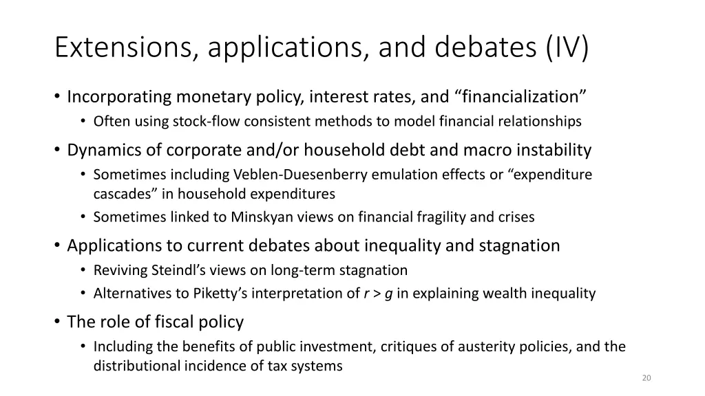 extensions applications and debates iv