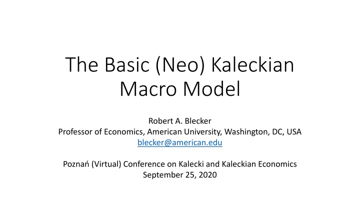 the basic neo kaleckian macro model