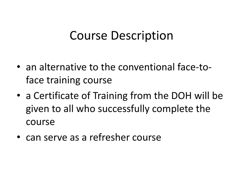 course description