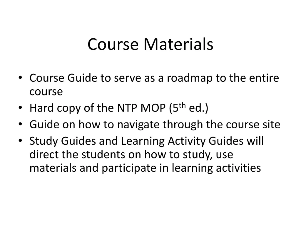 course materials