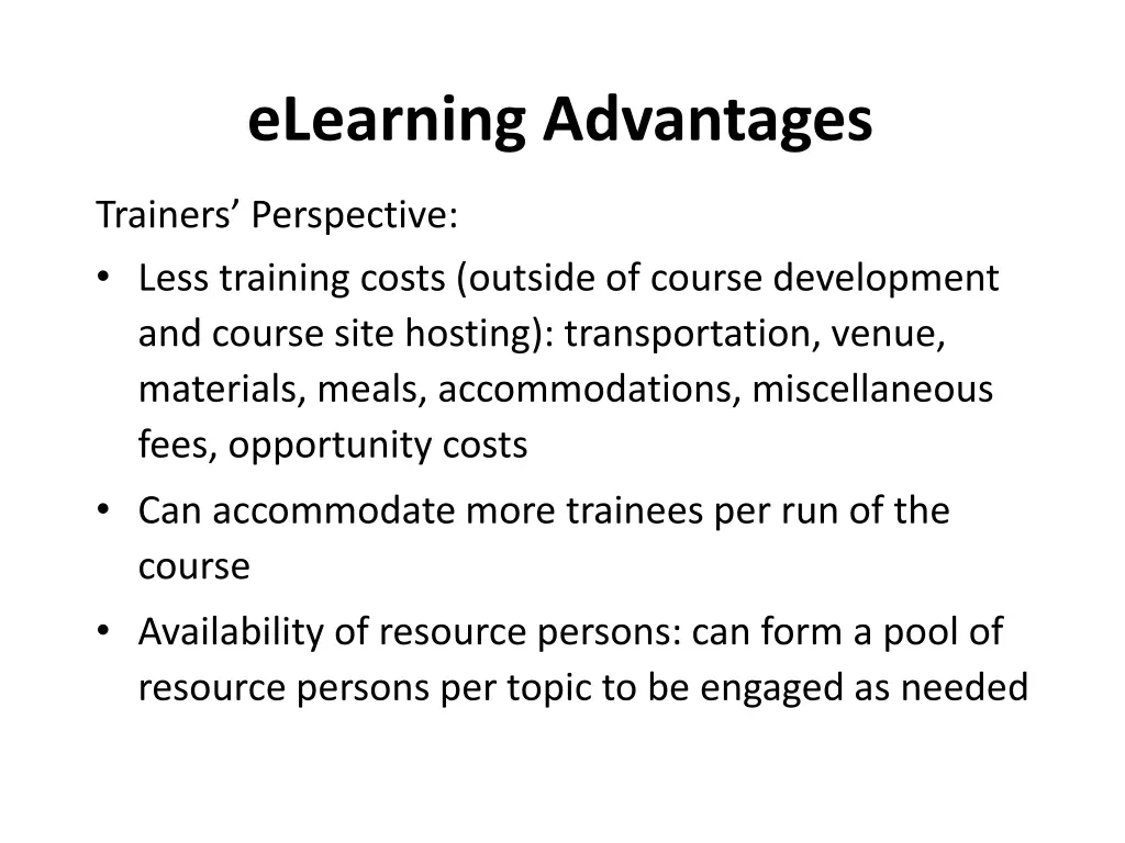 elearning advantages