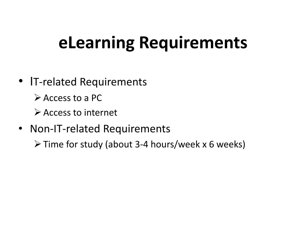 elearning requirements