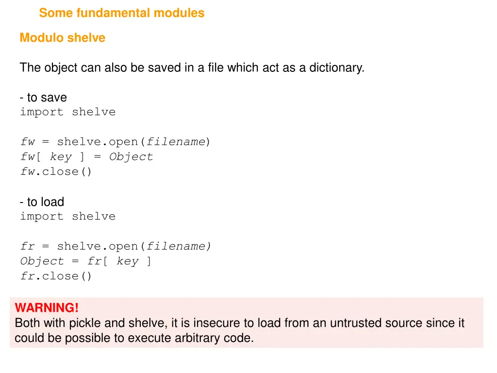 some fundamental modules 1