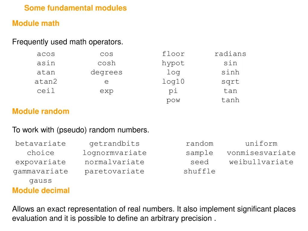 some fundamental modules 4