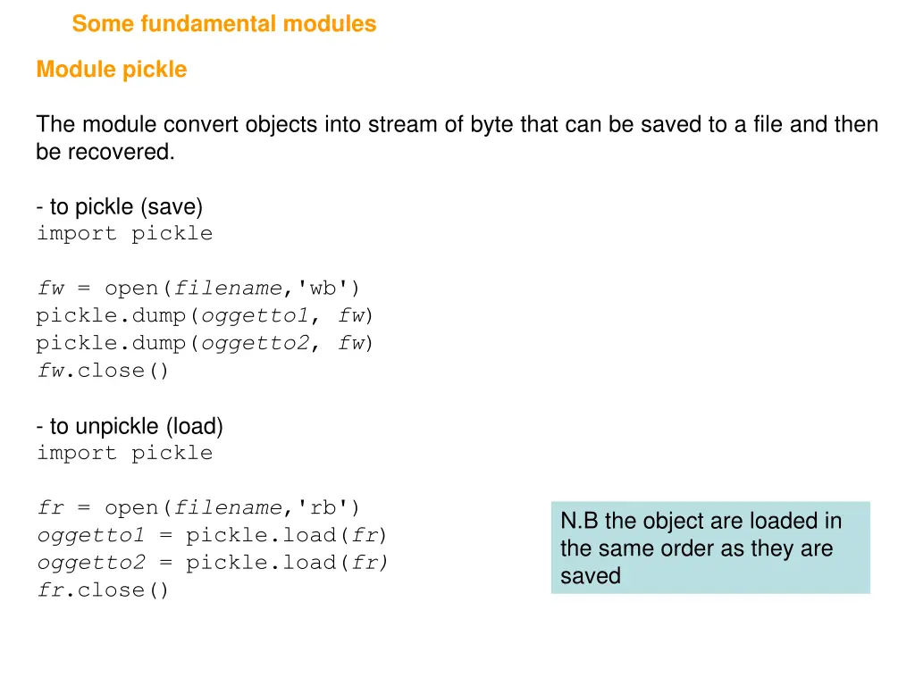 some fundamental modules